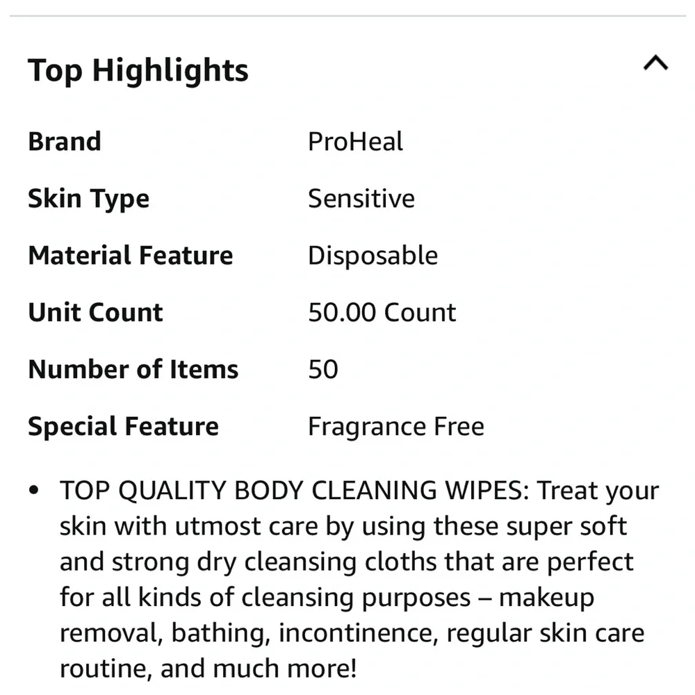 Proheal dry wipes $5 if purchased with another item